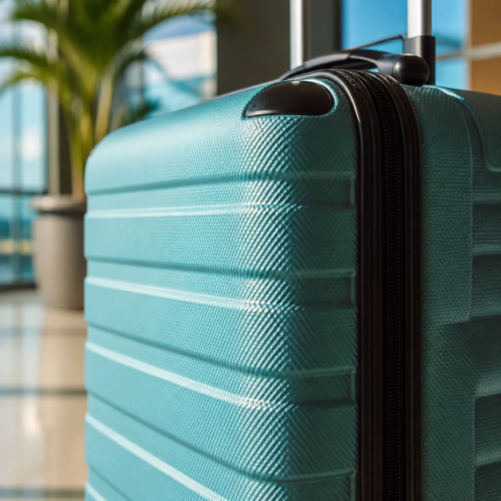 close-up macro shot of a textured polycarbonate suitcase shell surface